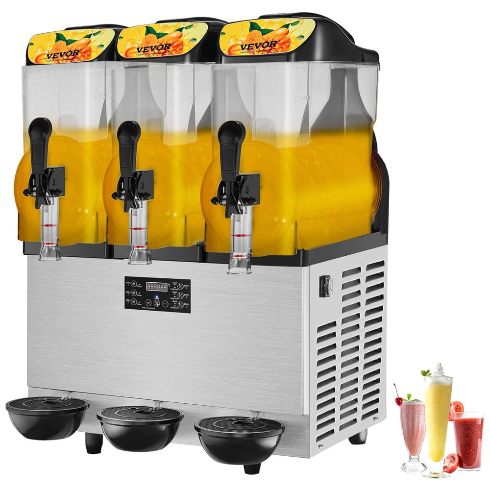 Máquina de Raspadinha Comercial VEVOR de 36L, 860W em aço inox, ideal para festas em casa, restaurantes, cafés e bares. Perfeita para margaritas.