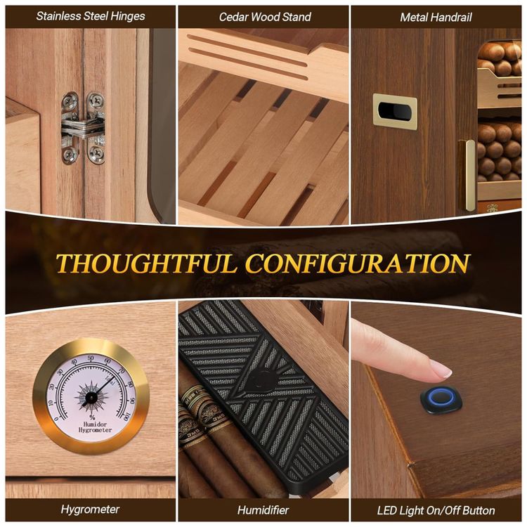 Humidor-de-charutos-com-Capacidade-para-Armazenar-de-100-a-Imagem-1