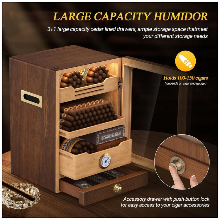 Humidor-de-charutos-com-Capacidade-para-Armazenar-de-100-a-Imagem-2
