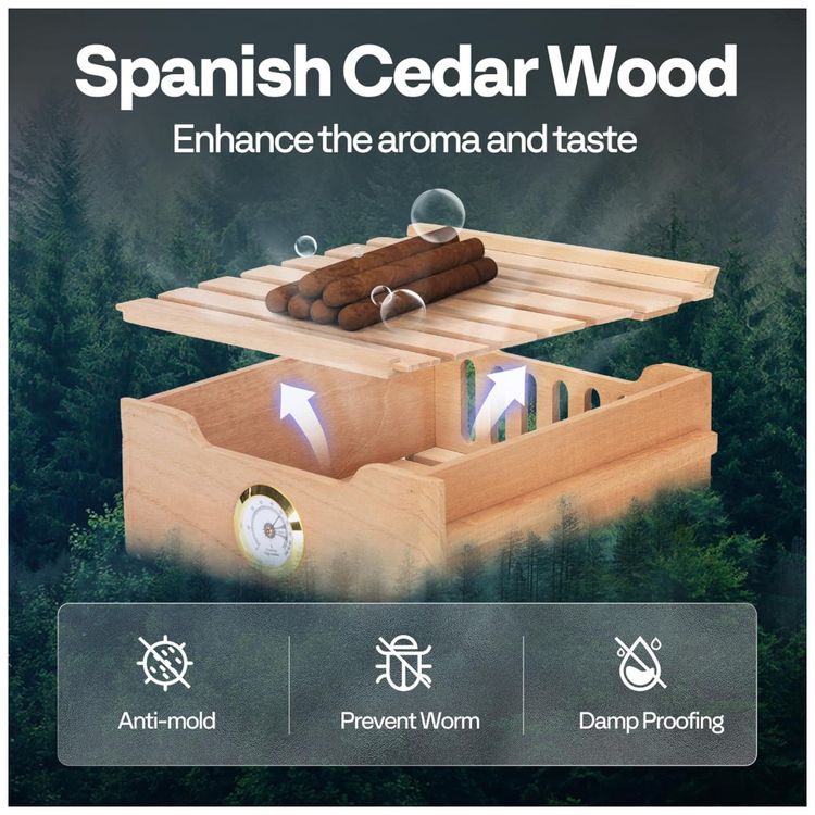 Humidor-VIVOHOME-eletrico-de-10L-com-capacidade-para-110-Imagem-3