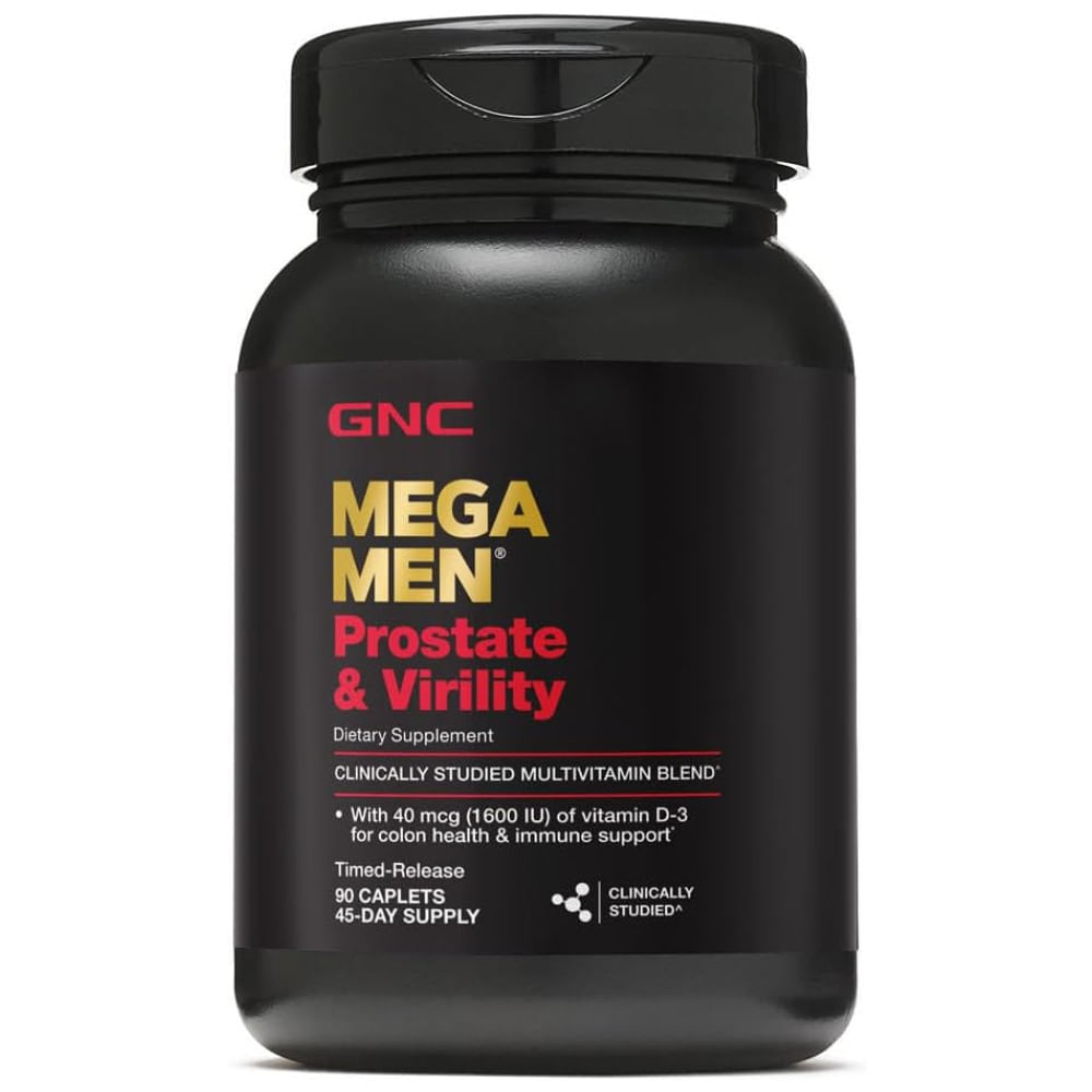 Suplemento GNC Mega Men Prostate and Virility - Suporte para Saúde Sexual e da Próstata com 90 cápsulas