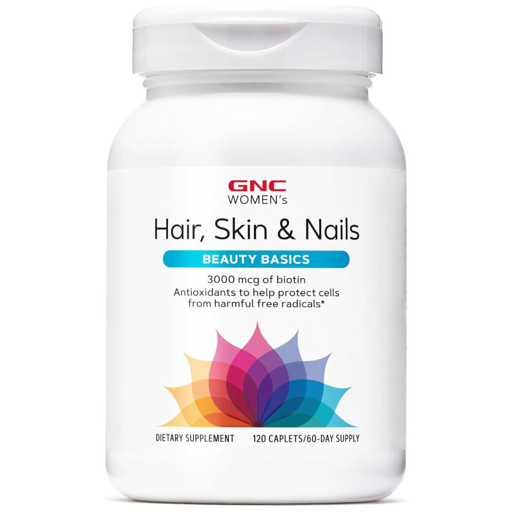 Suplemento Multivitamínico Diário para Cabelos, Pele e Unhas Femininos da GNC com Biotina 3.000 mcg, Ácido Hialurônico, Vitaminas C e E e
