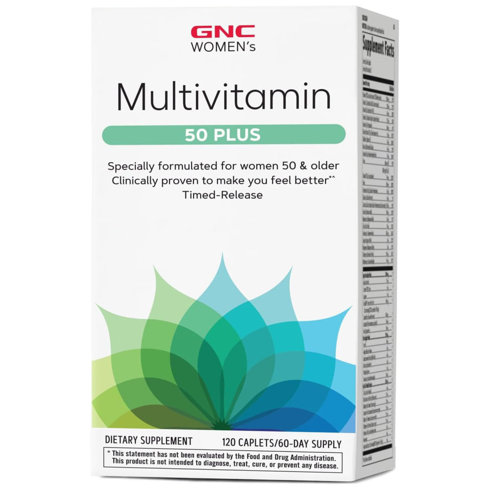 Multivitamínico Feminino 50 Plus Suporta Ossos. Olho. Memória. Saúde do Cérebro e da Pele com Vitamina D. Cálcio e B12