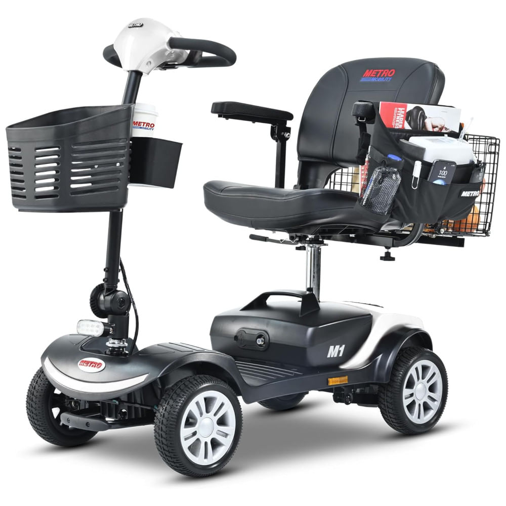 Cadeira de Rodas Elétrica 4 Rodas Dobrável, Assentos de Couro Espessos, Bateria de Longa Duração, Ideal para Adultos/Idosos,Metro Mobility.