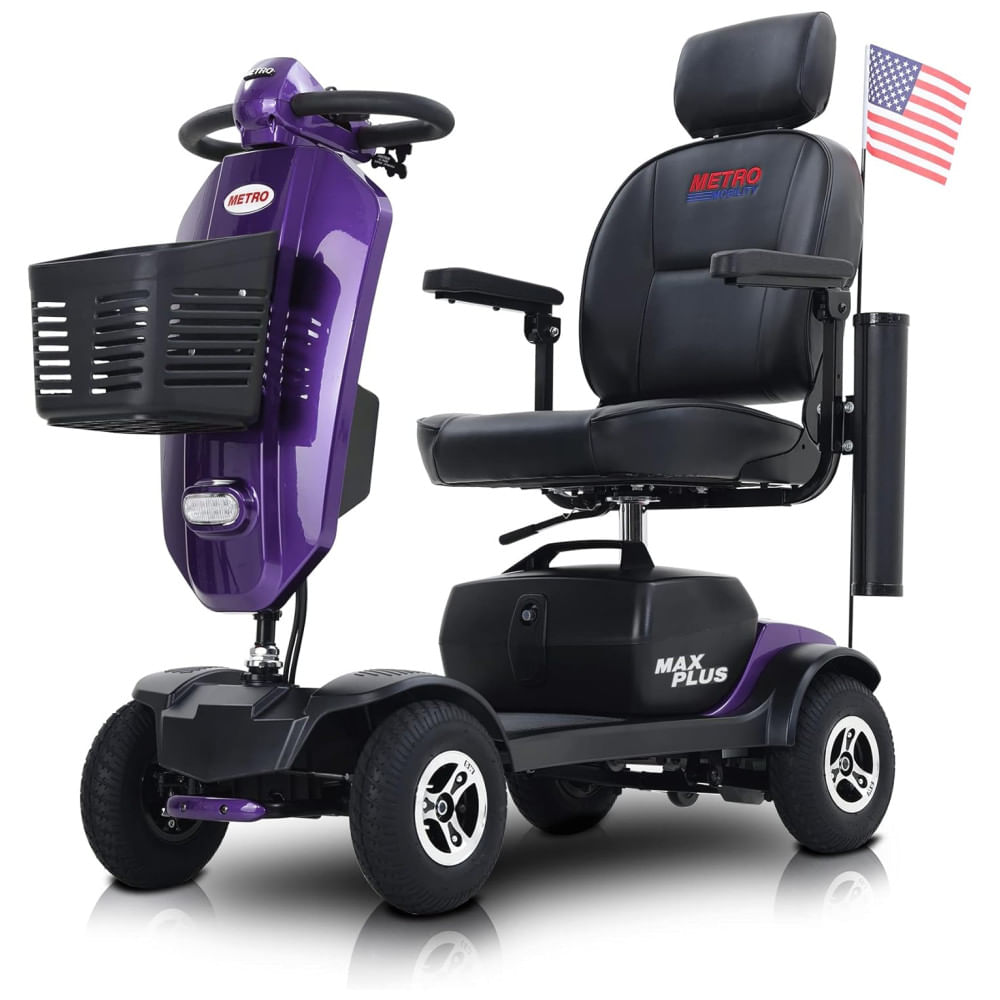 Cadeira de Rodas Elétrica Metro Mobility,Nova Scooter de Mobilidade 4 Rodas para Adultos, 136 kg, Dobrável, Bateria 12V20AH*2, Alcance Máximo 25 km.
