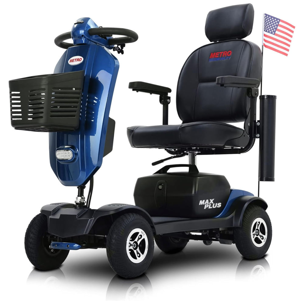 Cadeira de Rodas Elétrica Dobrável Metro Mobility para Adultos, 136 kg de Capacidade, Scooter para Idosos, Viagem, Porta USB e 2 Suportes para Copos.
