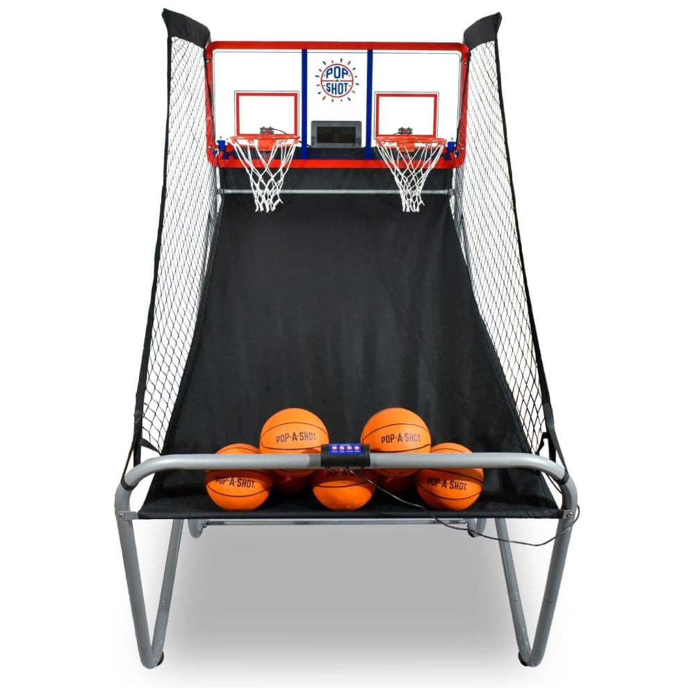 Basquete Eletrônico Pop-A-Shot Oficial Indoor/Outdoor, Jogo de Basquete Arcade Dual Shot, Resistente ao Clima, 16 Jogos Diferentes.