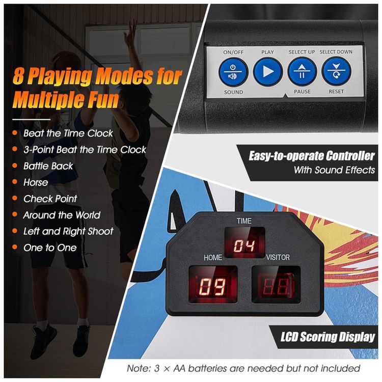 Basquete-Eletronico-Arcade-Dobravel-Giantex-com-2-Arcos-e-Imagem-1