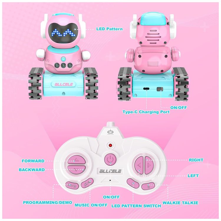 Robo-Infantil-ALLCELE-LED-RC-Brinquedo-de-Controle-Remoto-Imagem-6