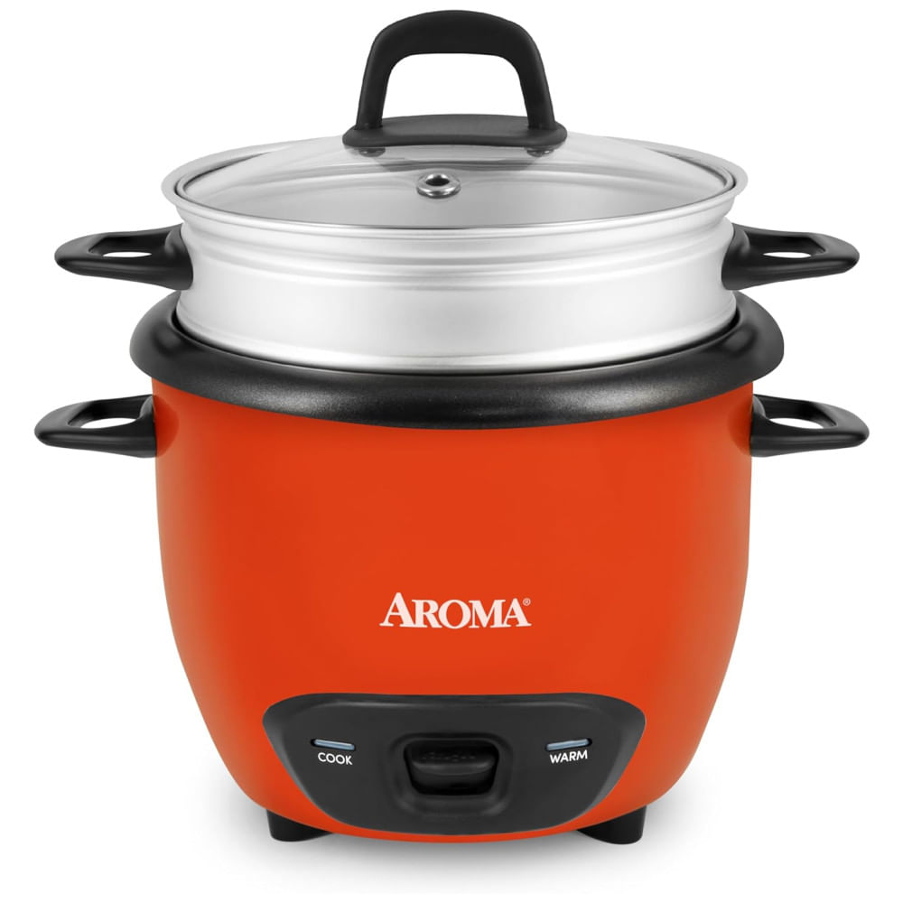 Panela de Arroz AROMA® Cozinheiro de Arroz e Grãos 3 Xícaras (Cru) , 1,4L , 6 Xícaras (Cozido) (ARC-743-1NGOR), Ideal para Arroz, Quinoa, Aveia.