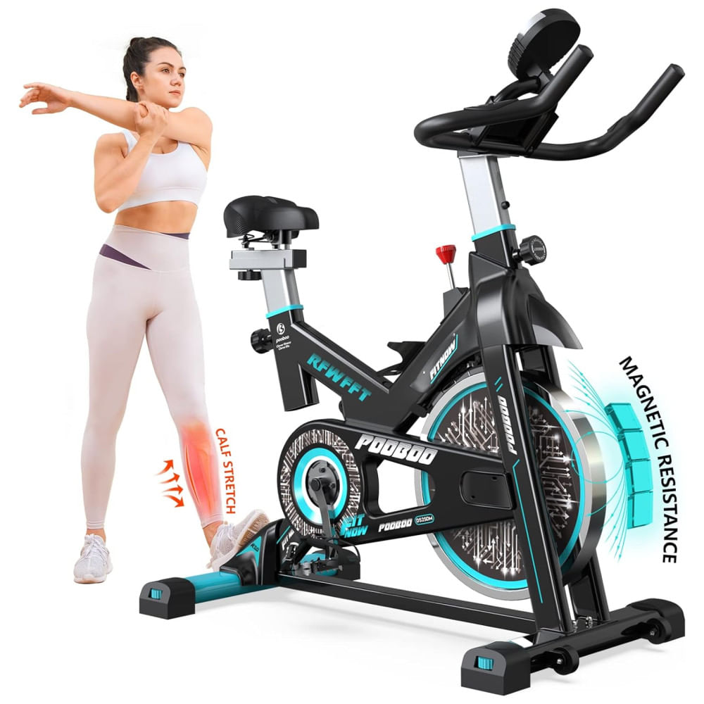 Bicicleta de exercício. Ajuste de resistência à pastilha de freio magnético ajustável acionamento de correia