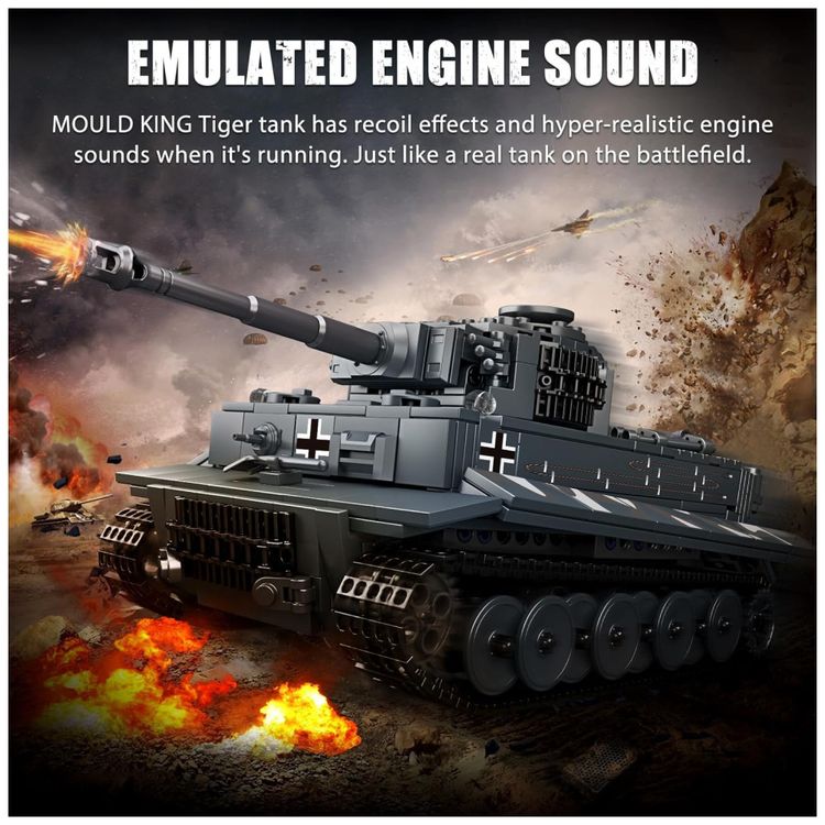 Kit-de-Construcao-Tanque-Tiger-MOC-com-800-Pecas-e-Controle-Imagem-2