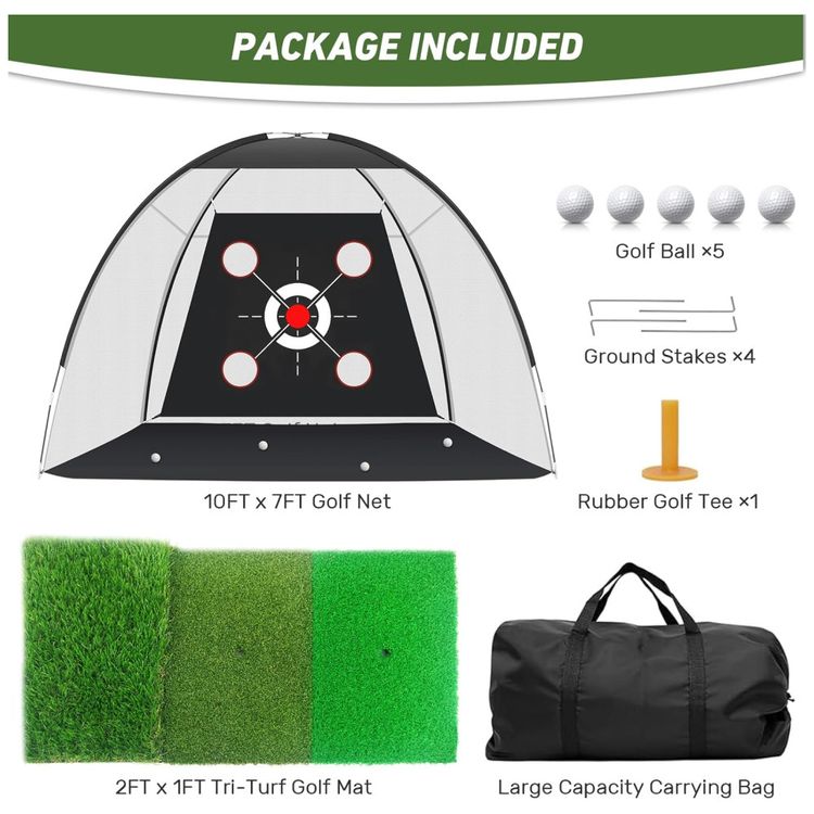 Kit-Completo-de-Treino-de-Golfe-com-Rede-e-Tapete-3-em-1---Imagem-5