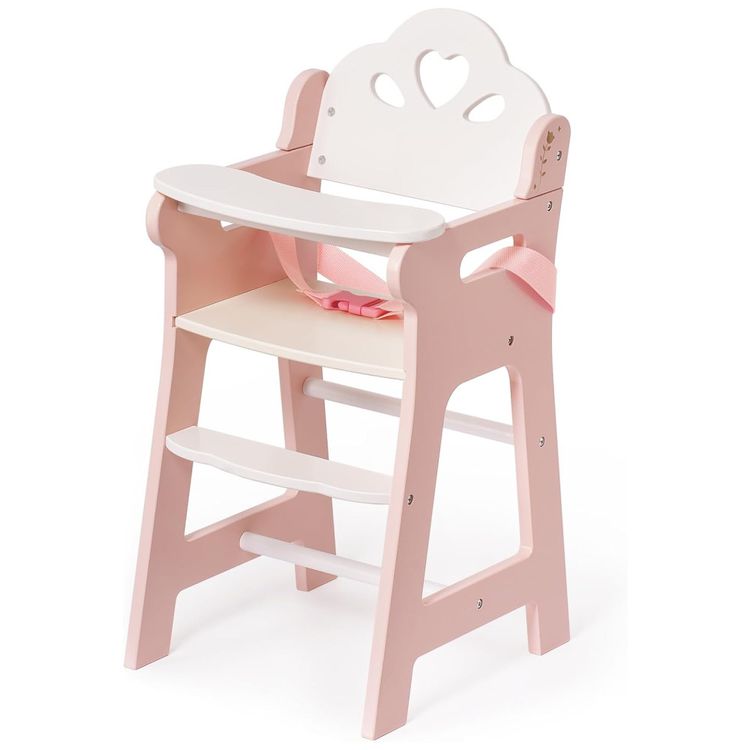 Cadeira-de-Boneca-de-Madeira-Rosa-com-Cinto-de-Seguranca-e-Imagem-1