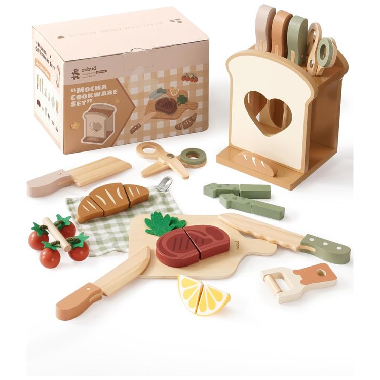 Kit-de-Facas-de-Cozinha-Infantil-ROBUD-16-pecas-em-Madeira-Imagem-0