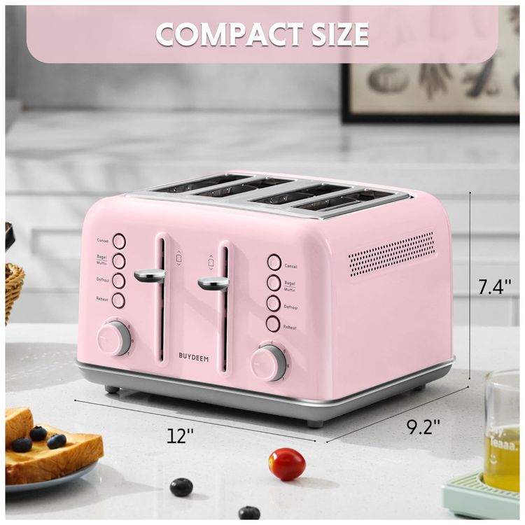 Torradeira-BUYDEEM-DT640-4-Paes-Inox-Rosa-Slots-Largos-Imagem-4