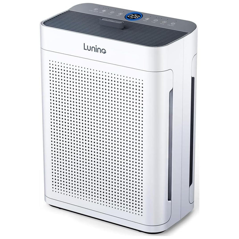 Encontraproduto.com.br - Purificador de Ar LUNINO para Residências Grandes de até 162 m²: HEPA Dupla Face com Filtro Lavável e Sensores de Qualidade do Ar.