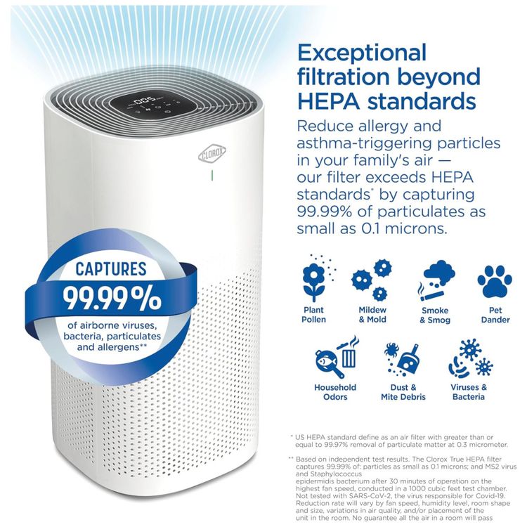 Purificador-de-Ar-Clorox-para-Casa-Filtro-True-HEPA-Imagem-2