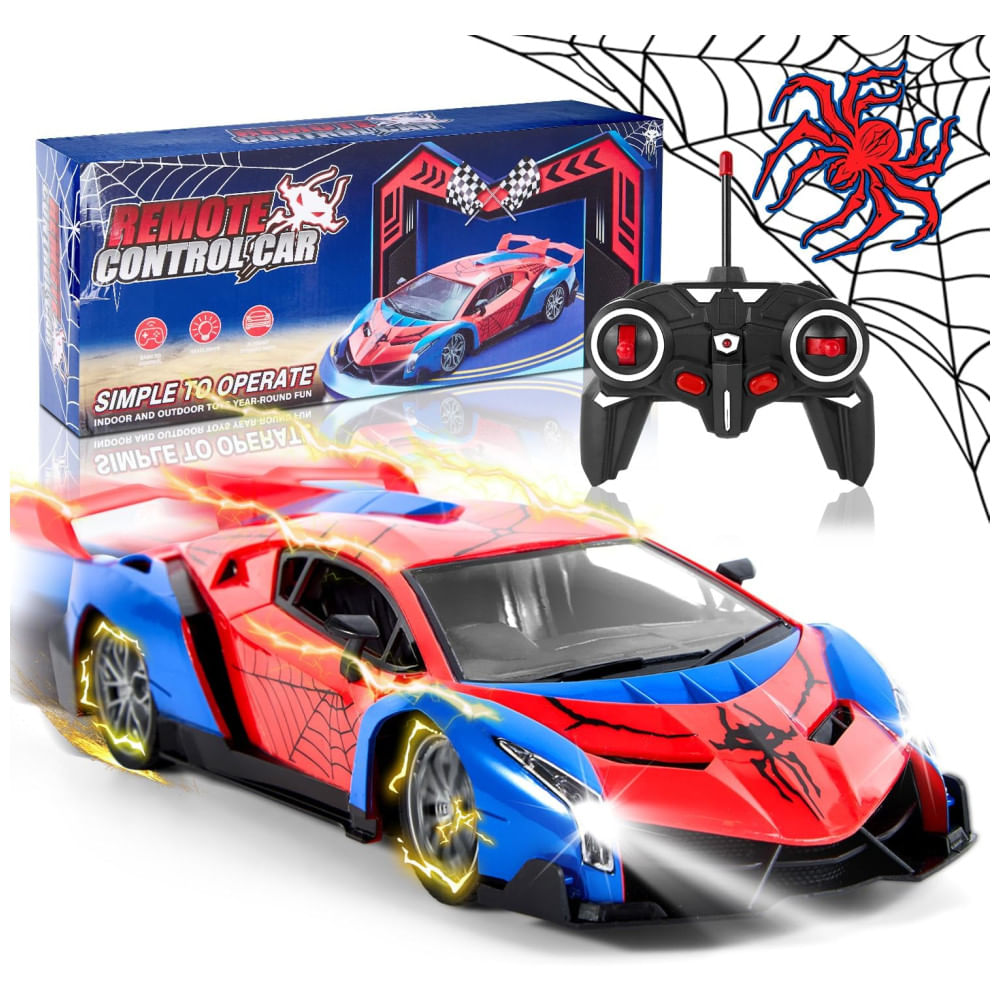 Carro de Controle Remoto Spider Cars Toys com Luzes, Ideal para Crianças de 4 a 8 Anos, Presente de Aniversário para Meninos e Meninas,Sunhorse
