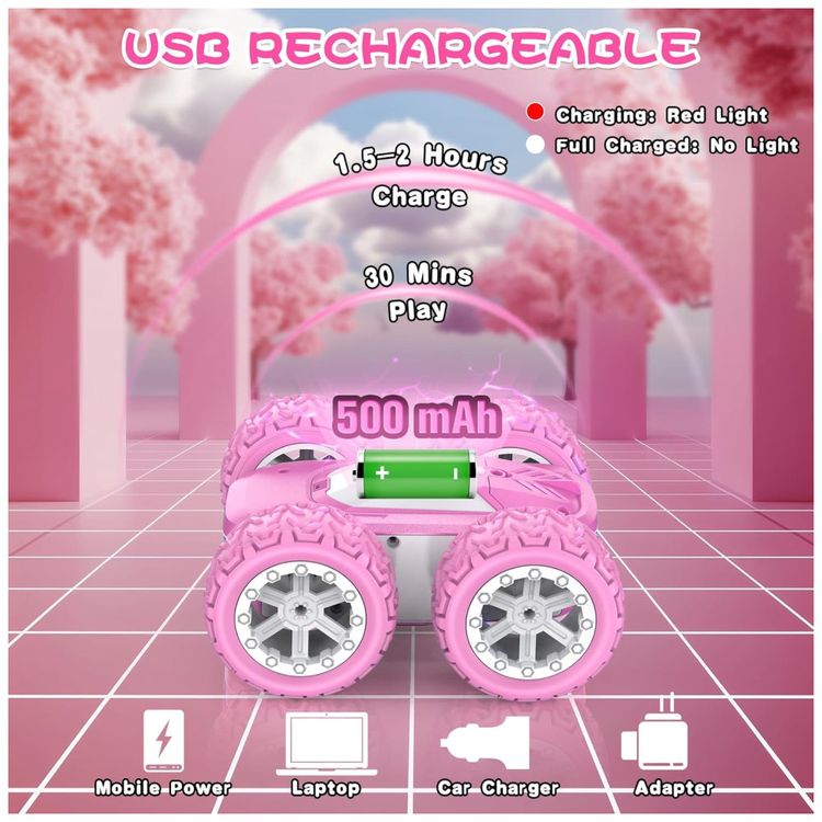 Carrinho-de-Controle-Remoto-Rosa-para-Meninas-Carro-RC-com-Imagem-3