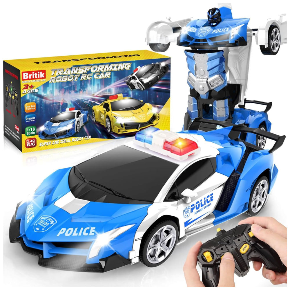 Mini Carro de Controle Remoto Britik, RC, Transformação com um Toque, Drift de 360º, Escala 1:18, Presente para Crianças de 4 a 6 Anos, Meninos.