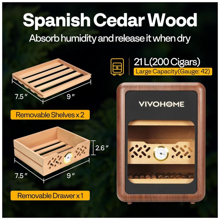 VIVOHOME-Umidor--Armario-de-Cedro-Espanhol-c--3-Prateleiras-Imagem-3