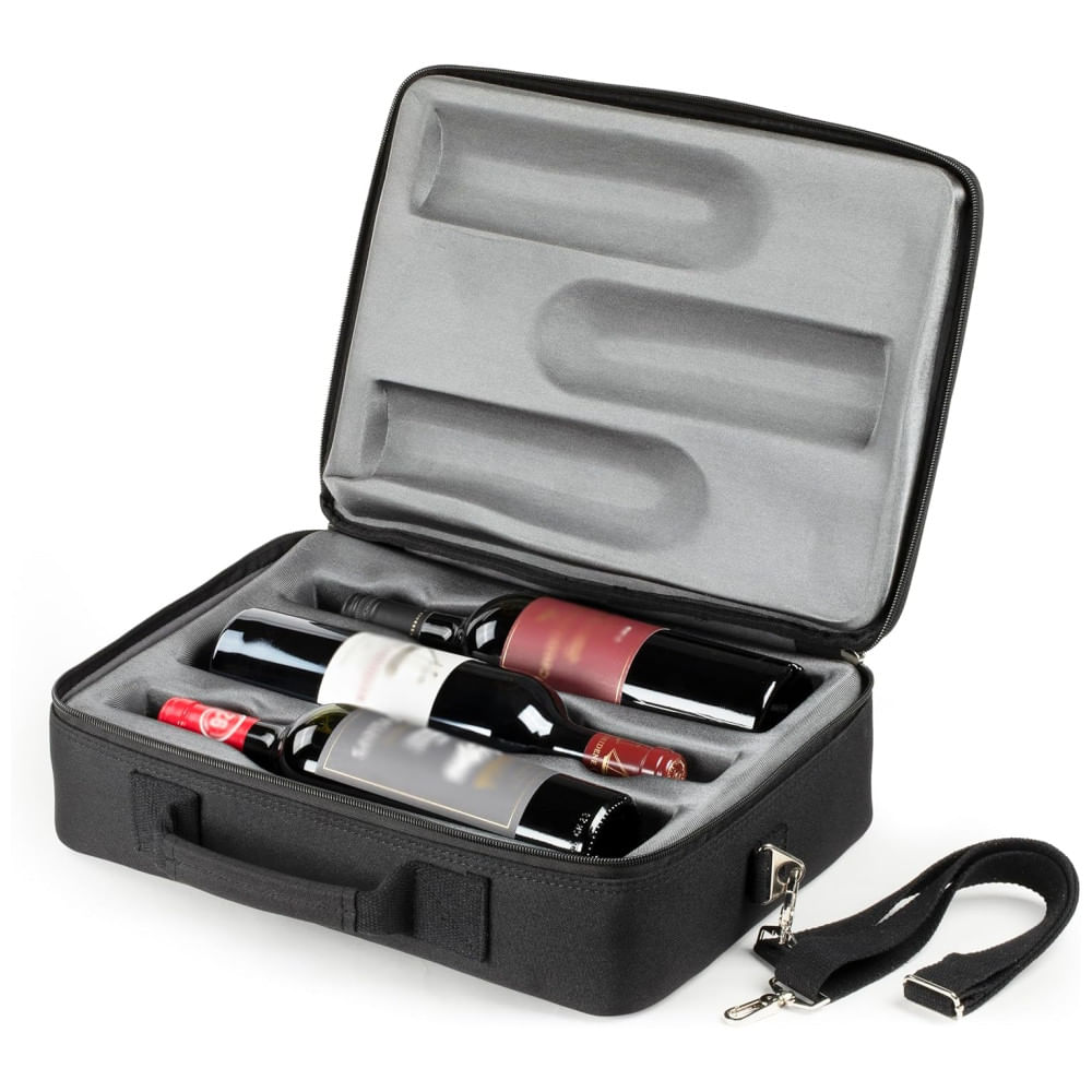 Bolsa para Transportar 3 Garrafas de Vinho com Tecnologia Anti-Quebra. Garrafas de Vinho são INQUEBRÁVEIS ao Cair de Até 1,83 Metros. OenoTourer
