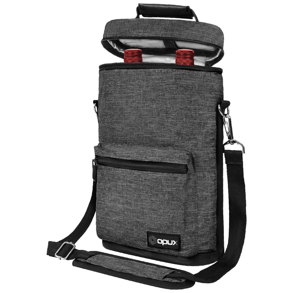 Porta-Garrafas Térmico para 2 Garrafas de Vinho OPUX, Bolsa Isolante para Viagens e Piqueniques, Case Acolchoado à Prova de Vazamentos, Presente