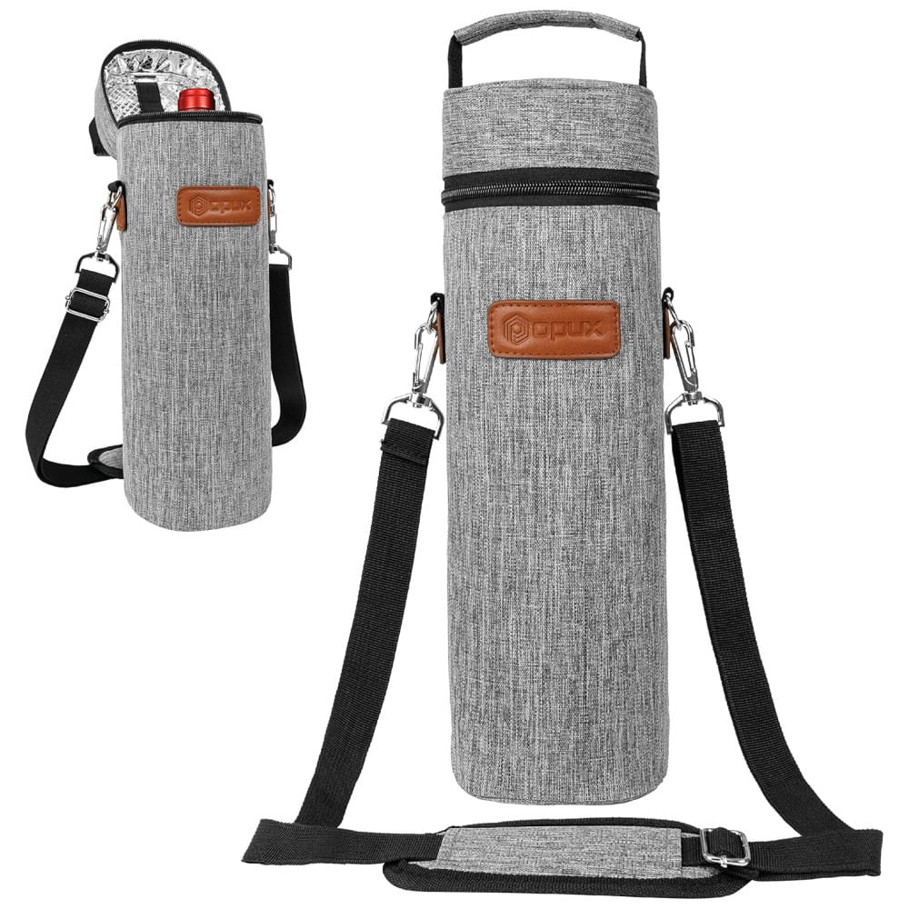 Bolsa Térmica para Vinho OPUX, Porta-Garrafa de Vinho Isolado com Alça para Viagem, Picnic e Praia, Presente para Mulheres e Homens - Cinza Claro