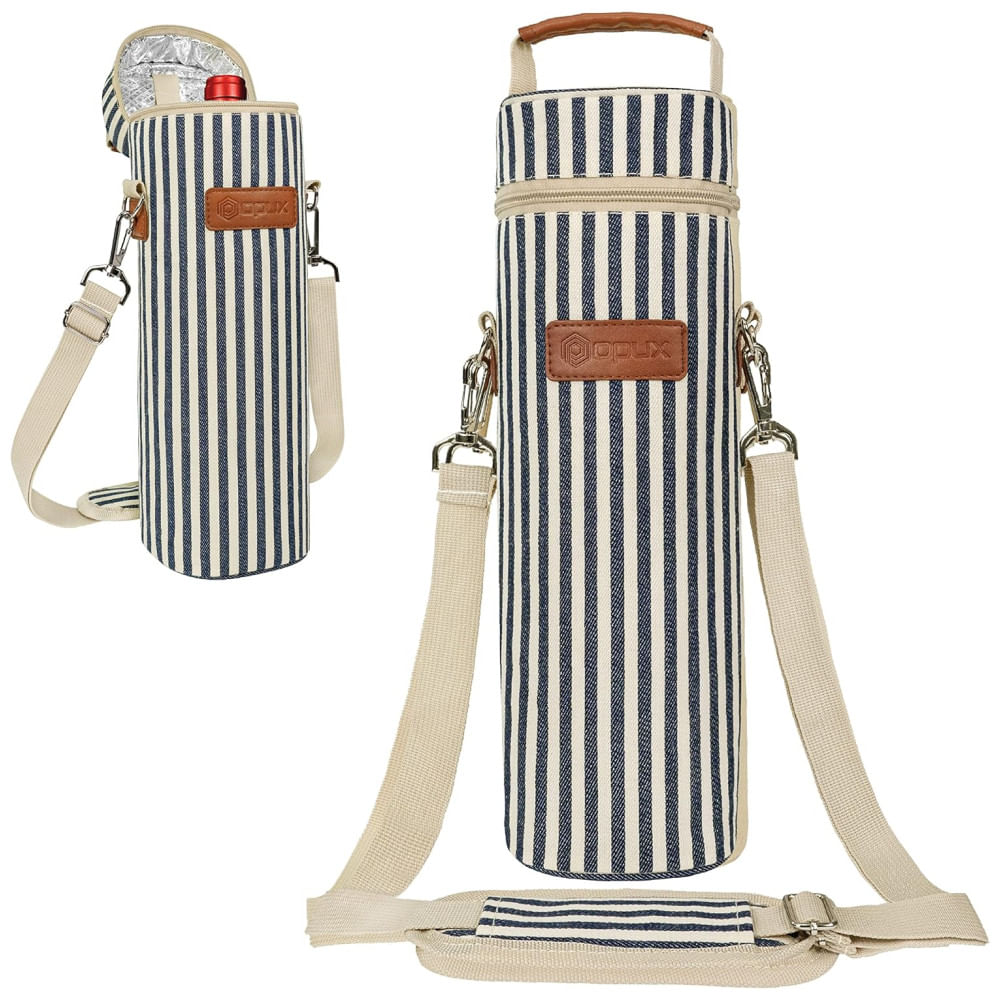 Bolsa Térmica para Vinho OPUX Single Bottle Carrier, Transportador Isolado com Alça para Viagem, Picnic e Praia, Case com Zíper para Garrafa de 750ml