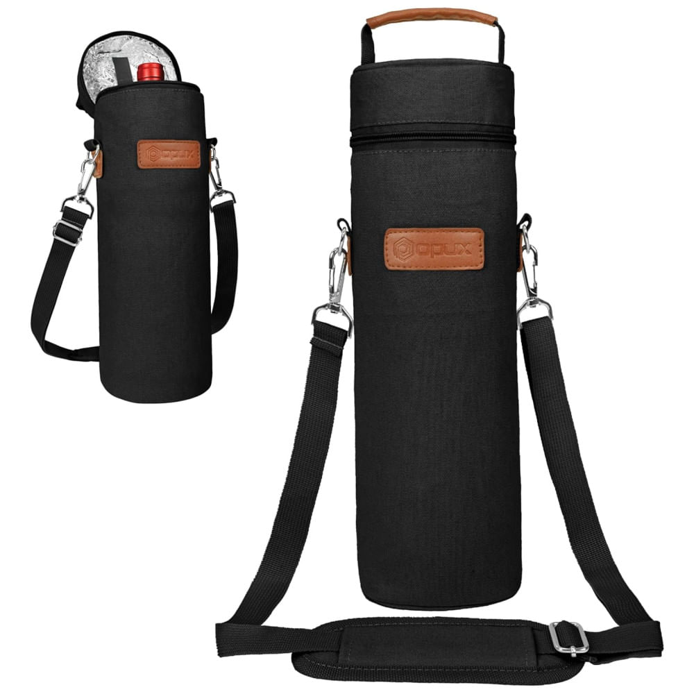 Bolsa Térmica para Vinho OPUX Single Bottle, Porta-Garrafa Isolado 500ml com Alça para Viagem, Picnic e Praia, Bolsa para Presente de Vinho para
