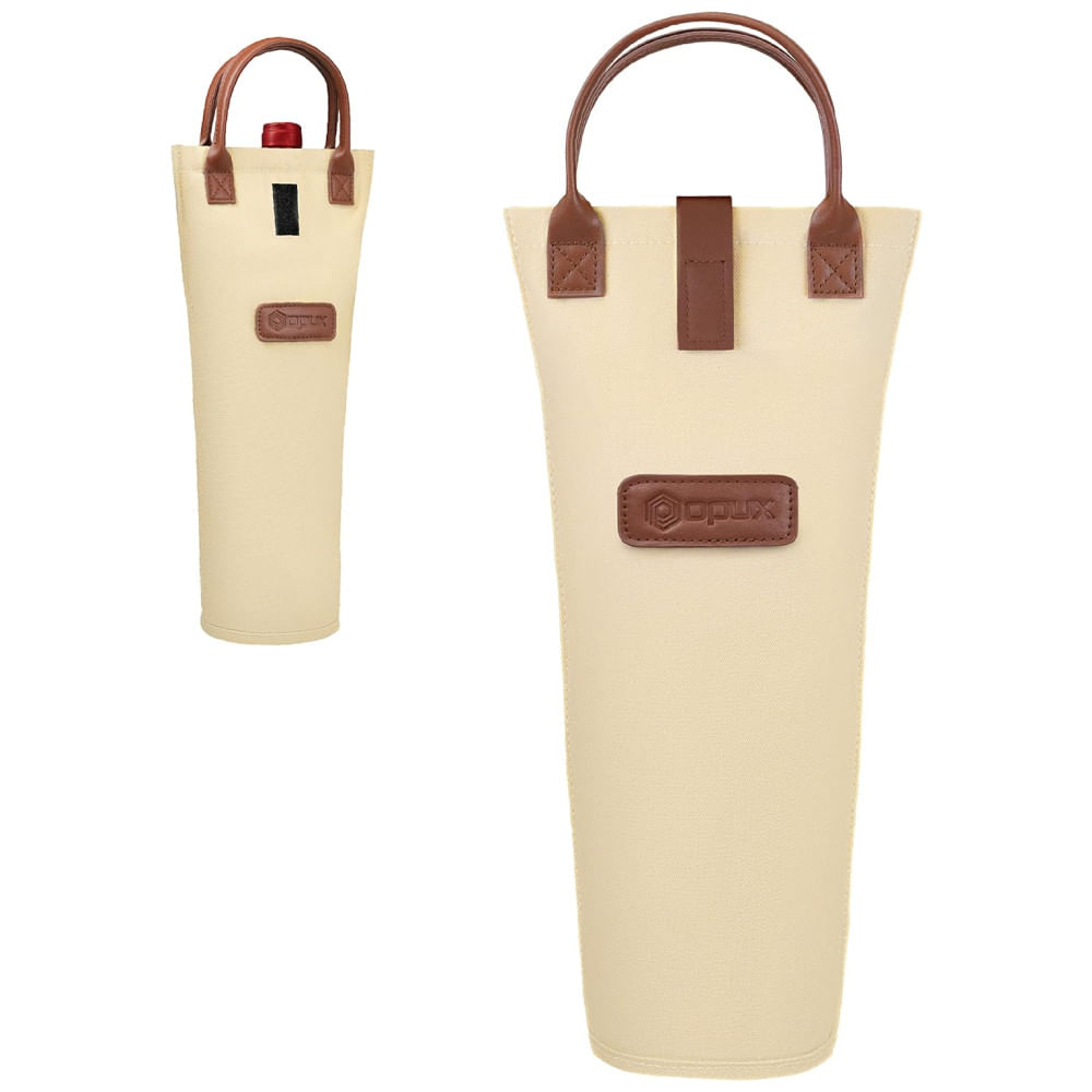 Bolsa Térmica OPUX para Transporte de Garrafa de Vinho, Porta-Garrafa Isolado 1L, Ideal para Piqueniques e Praia, Suporte Acolchoado e Portátil