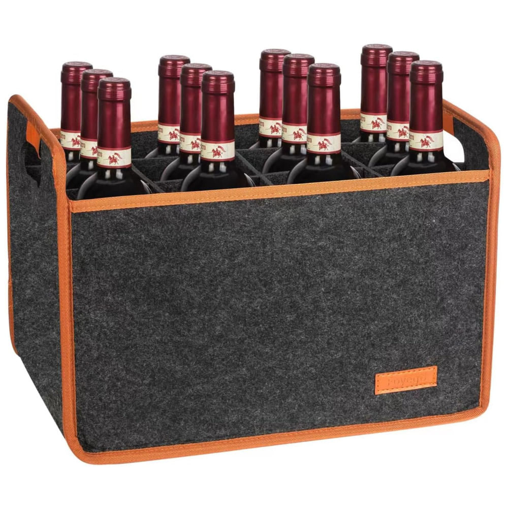 Bolsa Térmica para 12 Garrafas de Vinho em Feltro Premium, Prática e Versátil, Perfeita para Viagens, Acampamentos e Piqueniques - Presente,Foyego