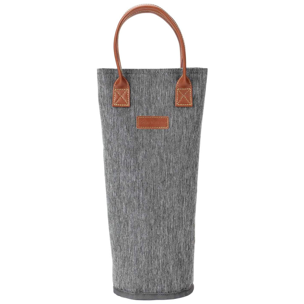 Bolsa Térmica para 1 Garrafa de Vinho, Porta-Garrafas de Vinho Acolchoado, Perfeito para Amantes de Vinho ou Presente de Casamento - Cinza