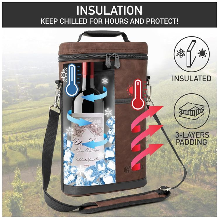 Bolsa-Termica-para-2-Garrafas-de-Vinho-OPUX-em-Couro-Marrom-Imagem-1