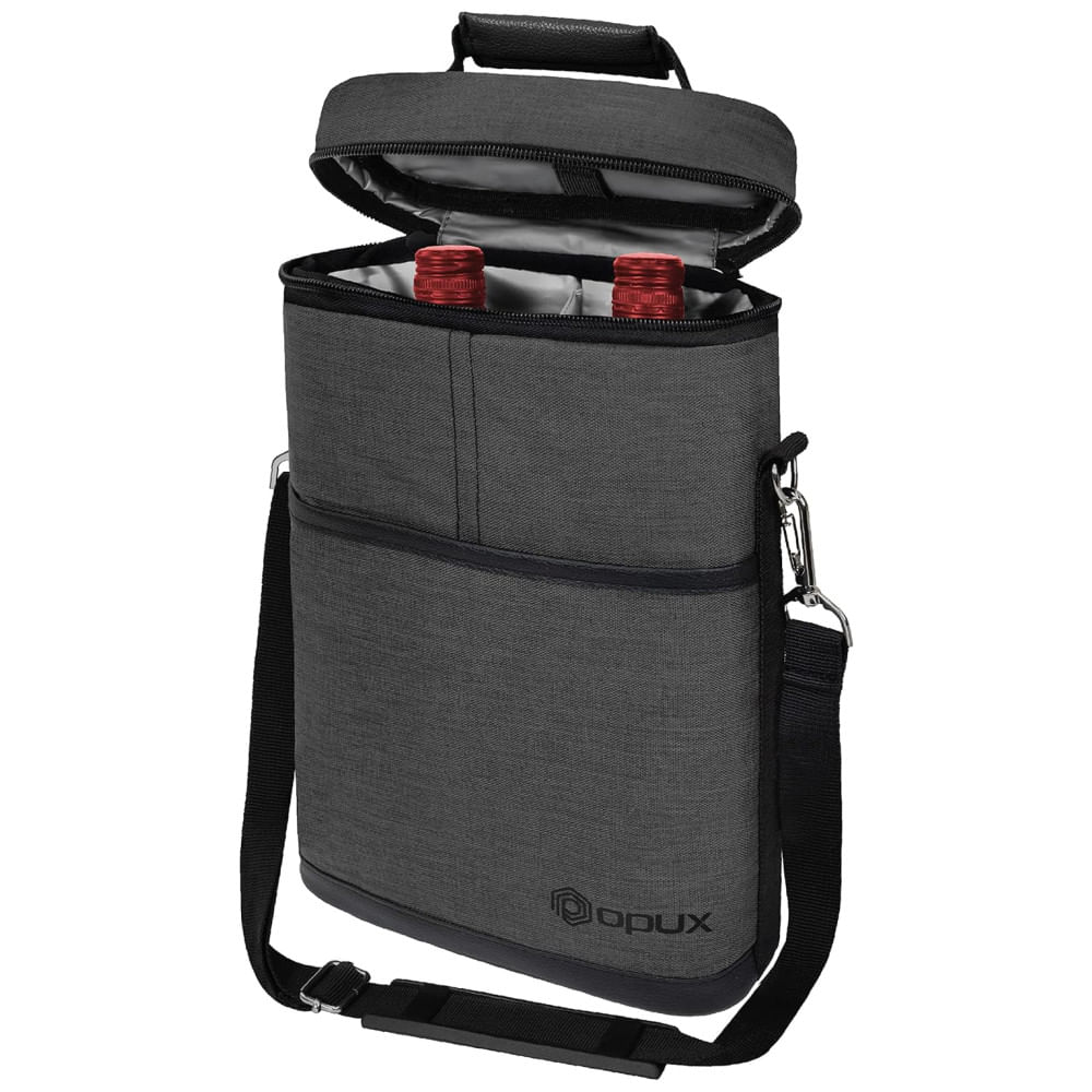 Bolsa Térmica para Vinhos OpuX 2: Portátil, à Prova de Vazamentos, Ideal para Piqueniques e Presente de Natal, 30 cm de Comprimento
