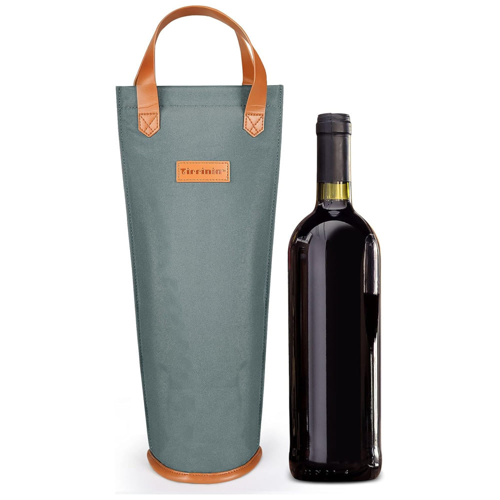 Bolsa Térmica para Garrafa de Vinho Tirrinia, Transporte Prático e Estiloso para Viagens, Piqueniques e Presentes para Amantes de Vinho - Cinza
