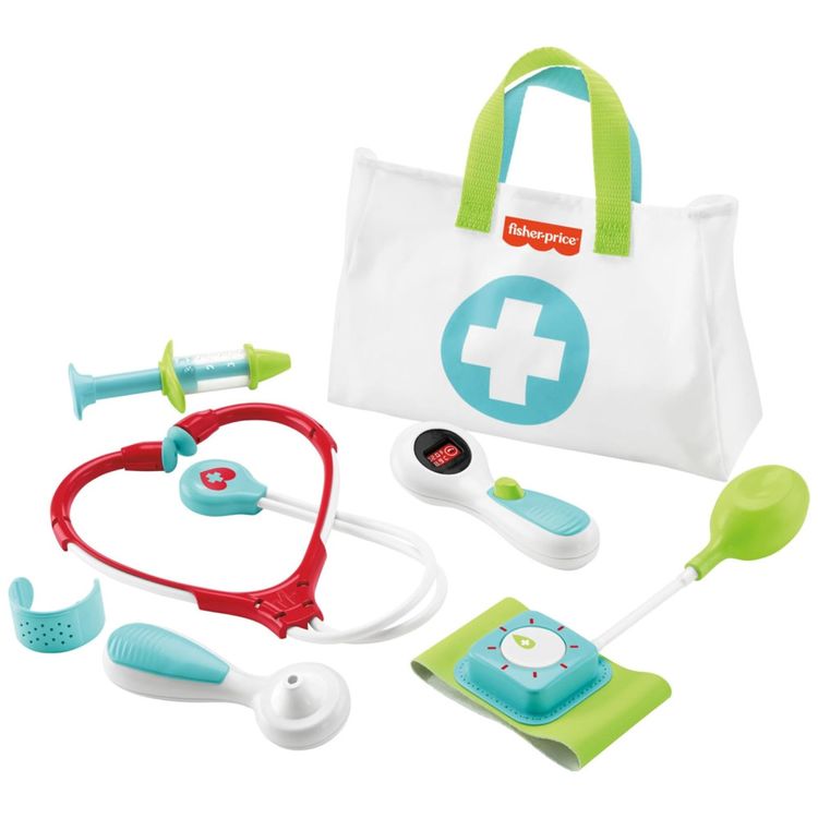 Kit-Medico-Fisher-Price-com-7-pecas-para-brincar-de-medico.-Imagem-0