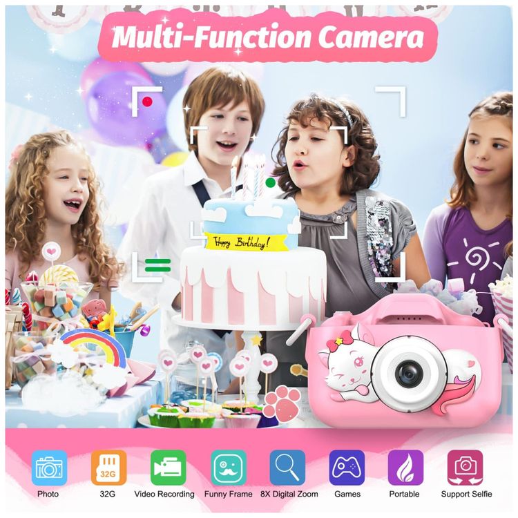 Camera-digital-infantil-Goopow-rosa-e-roxa-inclui-cartao-Imagem-1