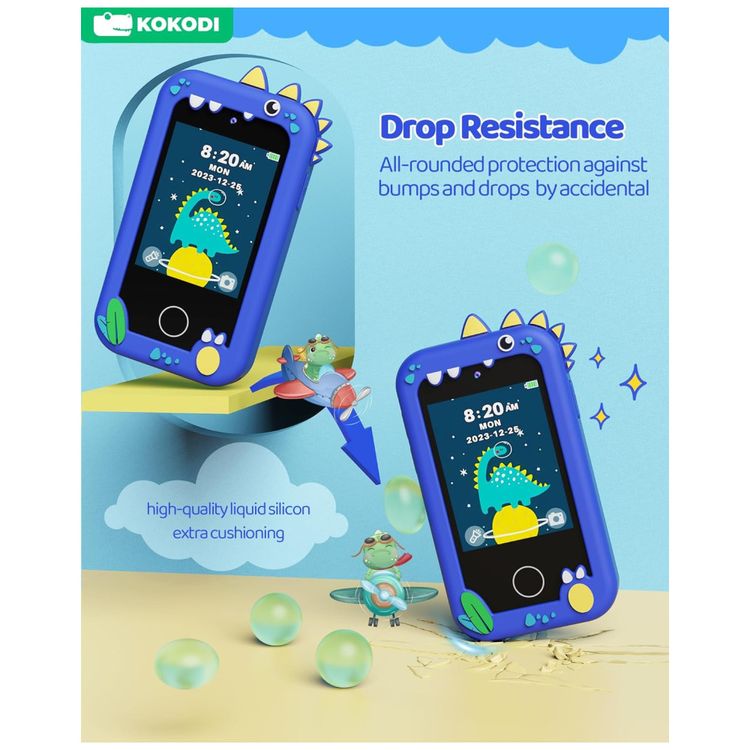 Telefone-Infantil-KOKODI-Dinossauro-Azul-Marinho-12MP-Imagem-1