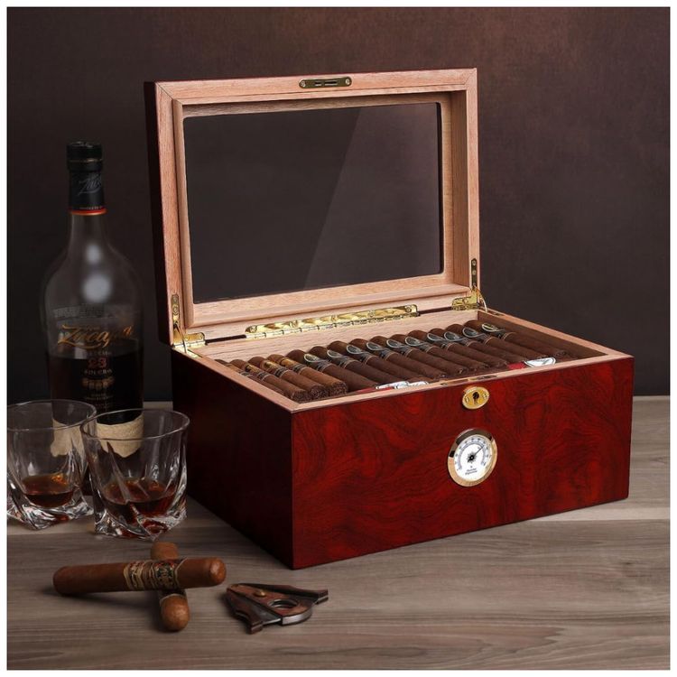Umidor-Mantello-Cigars-Large-Glasstop-para-Charutos-com-Imagem-6