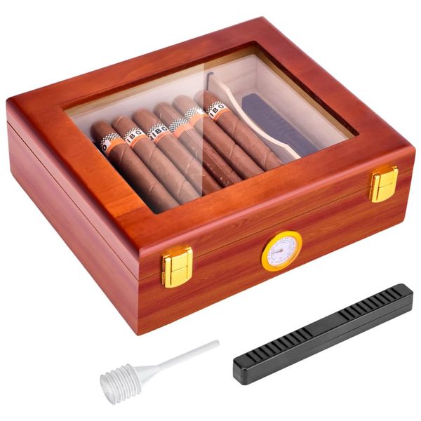 Umidor-de-Charutos-de-Mesa-com-Tampo-de-Vidro-Higrometro-Imagem-0