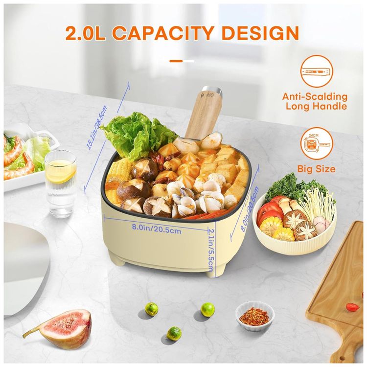Audecook-Hot-Pot-Electric-2L-e-Frigideira-Antiaderente-de-Imagem-3