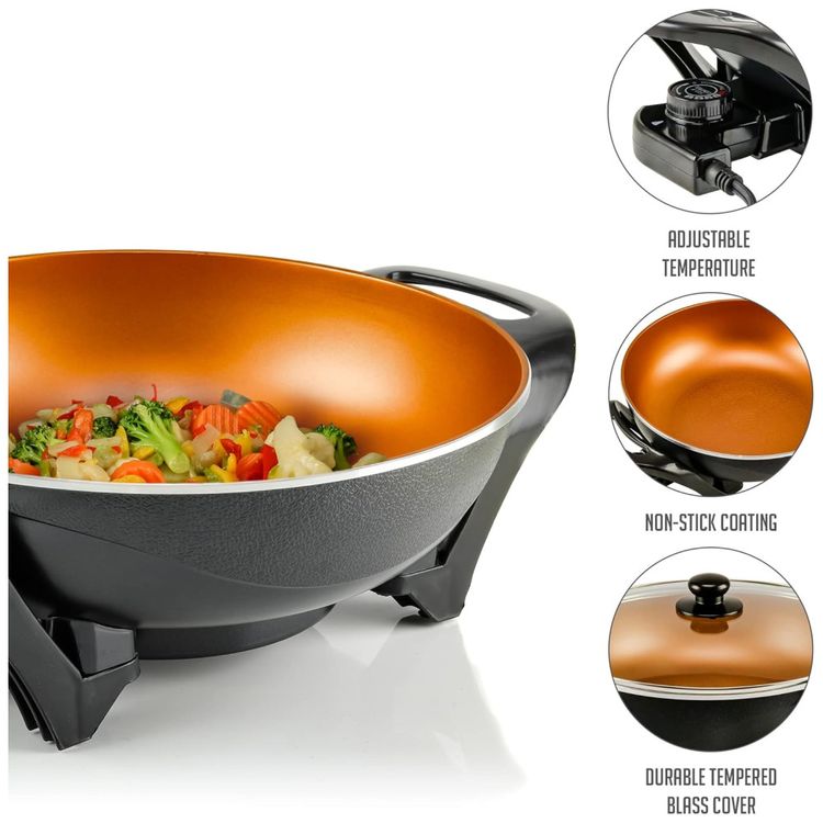 Panela-Wok-Eletrico-OVENTE-33cm--Antiaderente-1400W-Imagem-2
