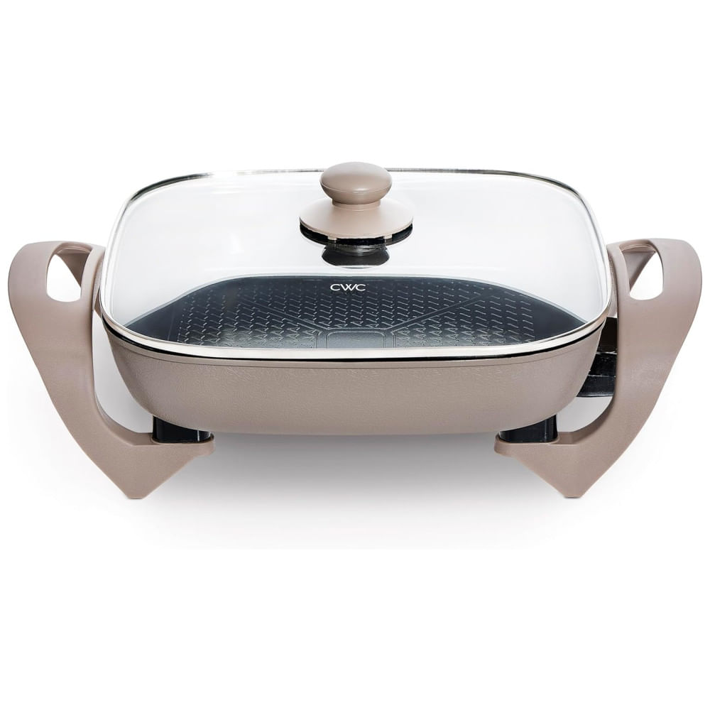 Frigideira Elétrica COOK WITH COLOR 30 cm x 30 cm com Revestimento Cerâmico Antiaderente Livre de Substâncias Químicas, 1400W, Tampa de Vidro