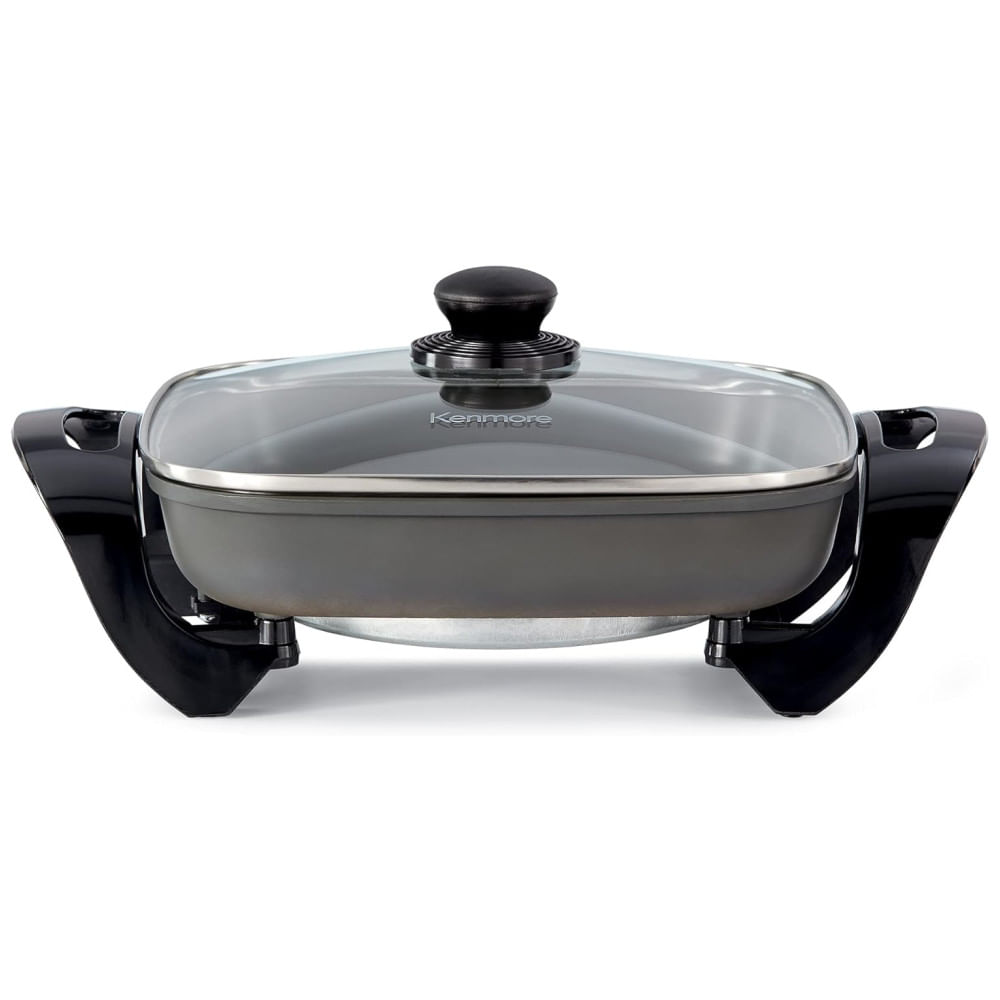 Frigideira Elétrica Kenmore com Revestimento Antiaderente e Tampa de Vidro Removível, Grill, Refogue, Asse Frango, Prepare Panquecas, Controle de