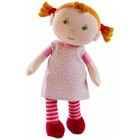 Boneca-HABA-Soft-Baby-Roya-com-Trancas-Vermelhas-Vestido-Imagem-0