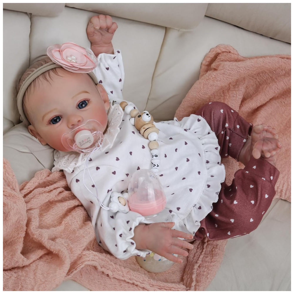 Bebê Recém-Nascido Newborn, Boneca Realista de Bebê Renascido Meadow de 45 Centímetros, Menina, com Corpo Ponderado ,KSBD