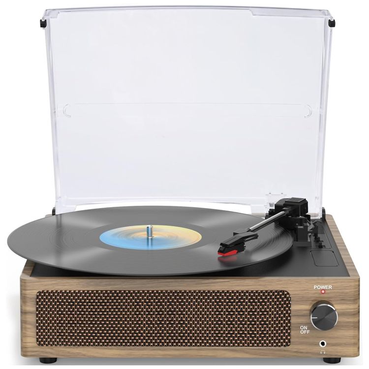 Toca-discos-Vintage-para-Vinil-com-Alto-falantes-Imagem-0