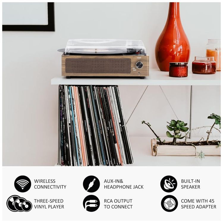 Toca-discos-Vintage-para-Vinil-com-Alto-falantes-Imagem-4